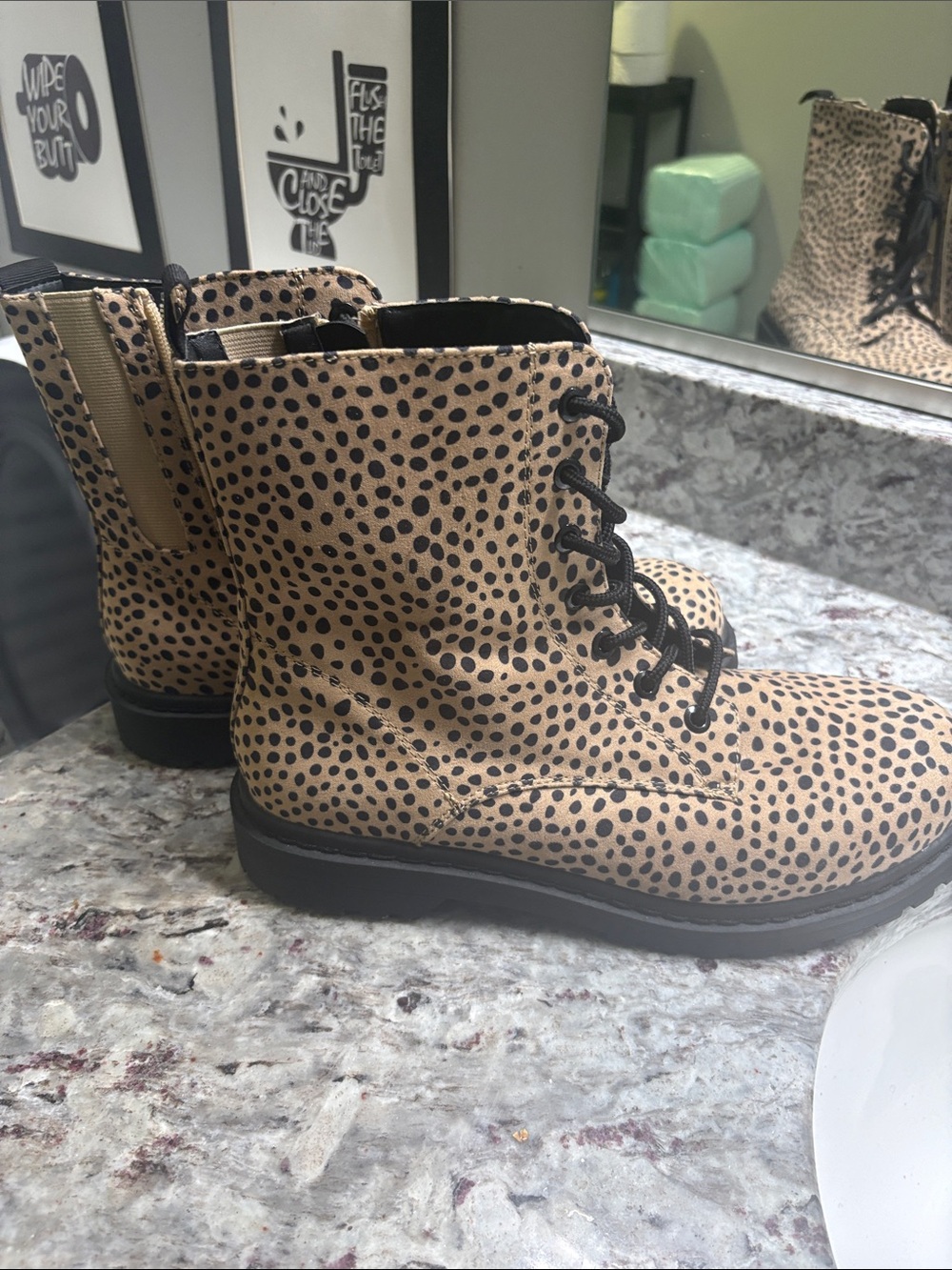 torrid Leopard Print Tan Lace-Up Combat Boots